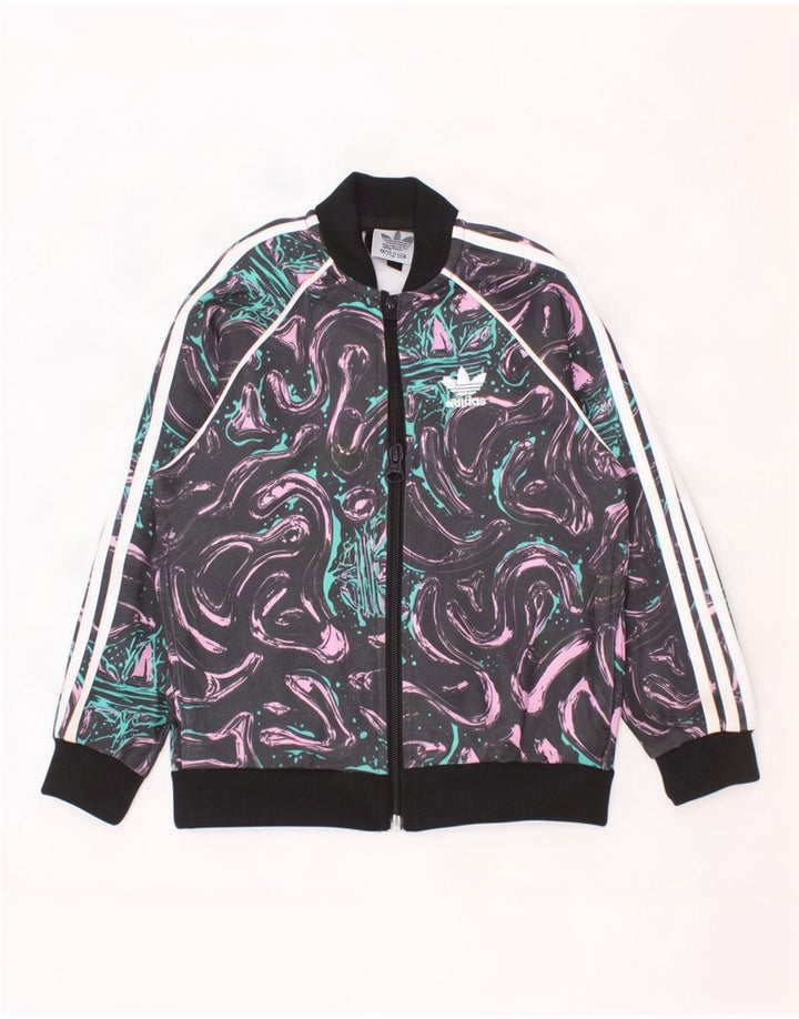 Adidas Mädchen-Trainingsanzug mit abstraktem Muster, Oberteil, Jacke, 2–3 Jahre, mehrfarbig