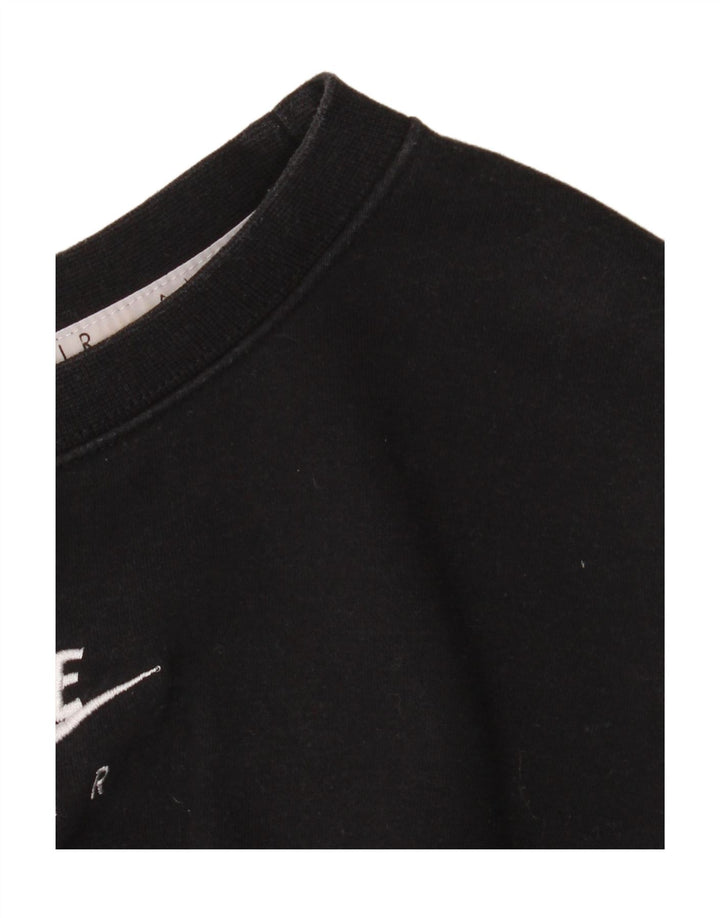 Nike Womens Graphic Crop Sweatshirt Pullover UK 12 Mittelschwarze Baumwolle