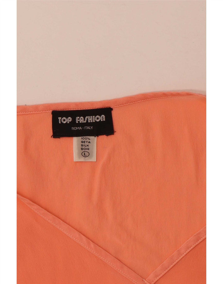 Vintage Damen Weste Top UK 14 Große Orange Seide