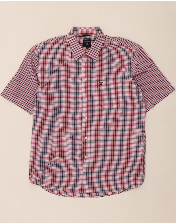 JAMES PRINGLE Mens Short Sleeve Shirt Large Pink Check Polyester Vintage James Pringle and Second-Hand James Pringle from Messina Hembry 
