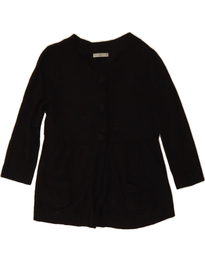 MARKS & SPENCER Womens 3/4 Sleeve Cardigan Sweater UK 10 Small Black Vintage Marks & Spencer and Second-Hand Marks & Spencer from Messina Hembry 