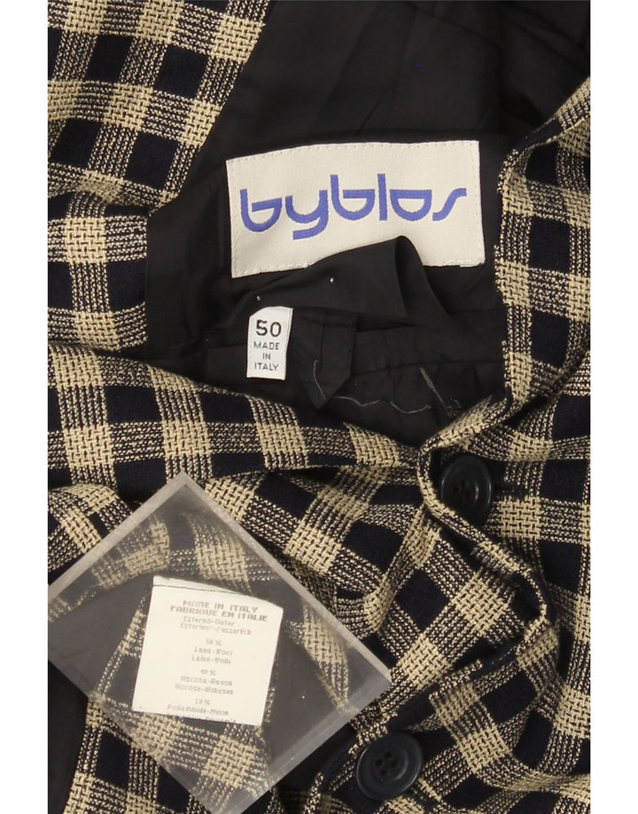 Byblos Herren-Blazer mit 2 Knöpfen, IT 50, große, schwarz karierte Wolle
