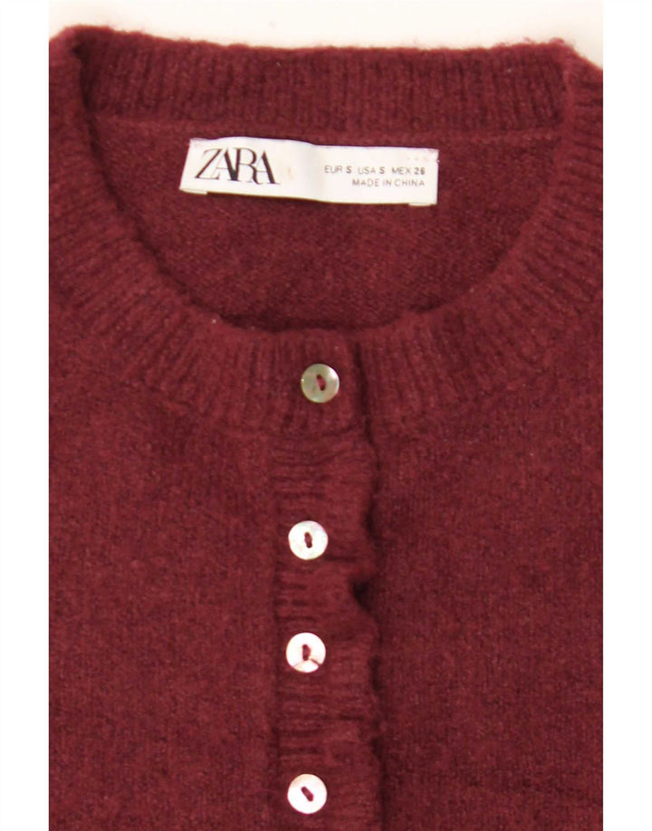 Zara Damen-Cardigan-Pullover UK 10 Small Burgund
