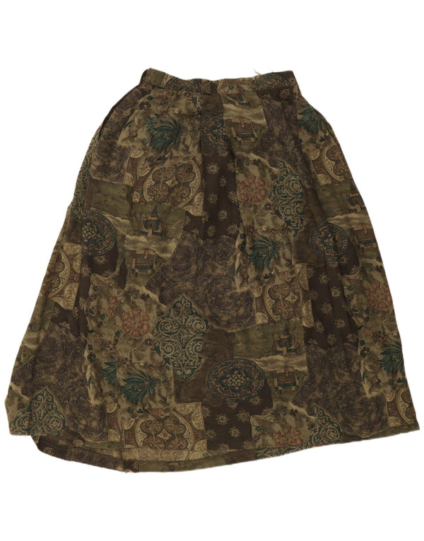 Meico Damen ausgestellter Rock UK 16 Large W30 Khaki Floral