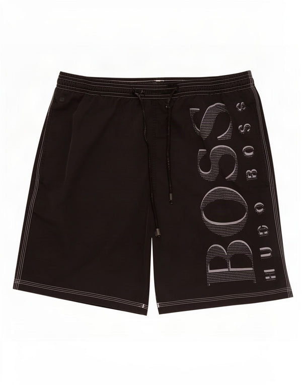 Hugo Boss Herren Badeshorts mit Grafik, Mittelschwarz, Polyamid