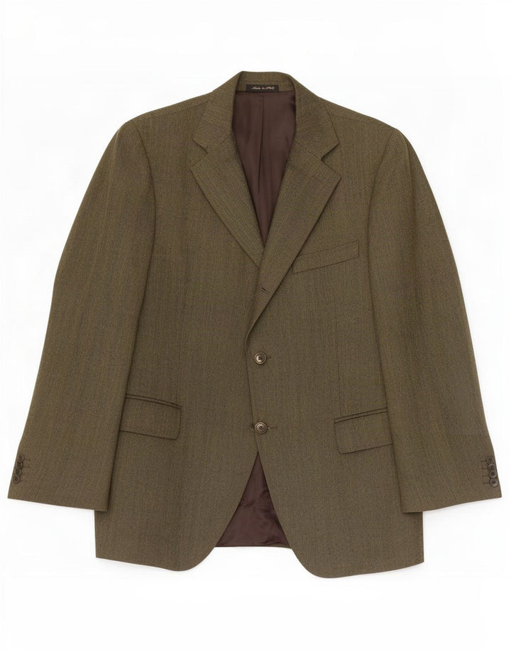Aquarama Herren-Blazer mit 3 Knöpfen, IT 50, große grüne Schurwolle