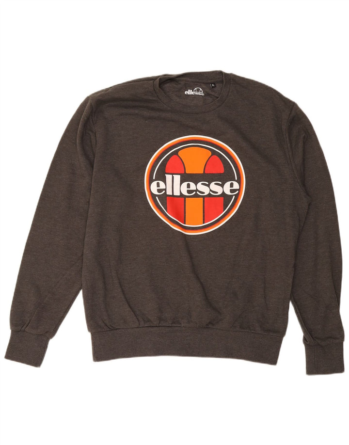 ELLESSE Herren-Sweatshirt mit Grafik, XL, graue Baumwolle