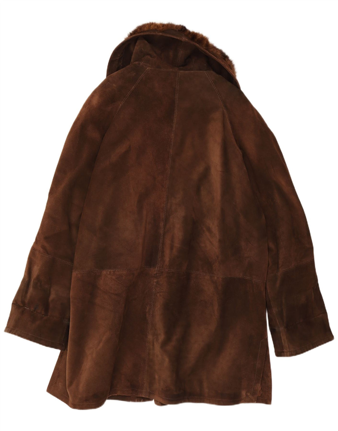 Vintage Damen Übergroßer Wildledermantel IT 46 Großes braunes Leder