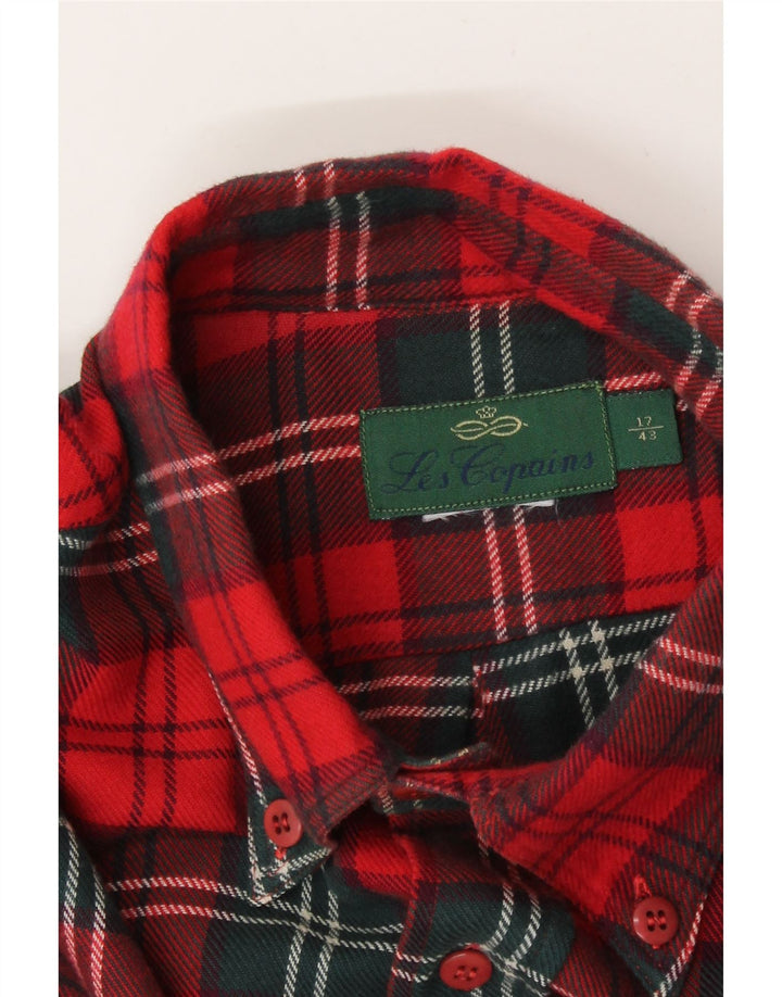 Les Copains Herren-Flanellhemd, Größe 43 17 XL, rot kariert