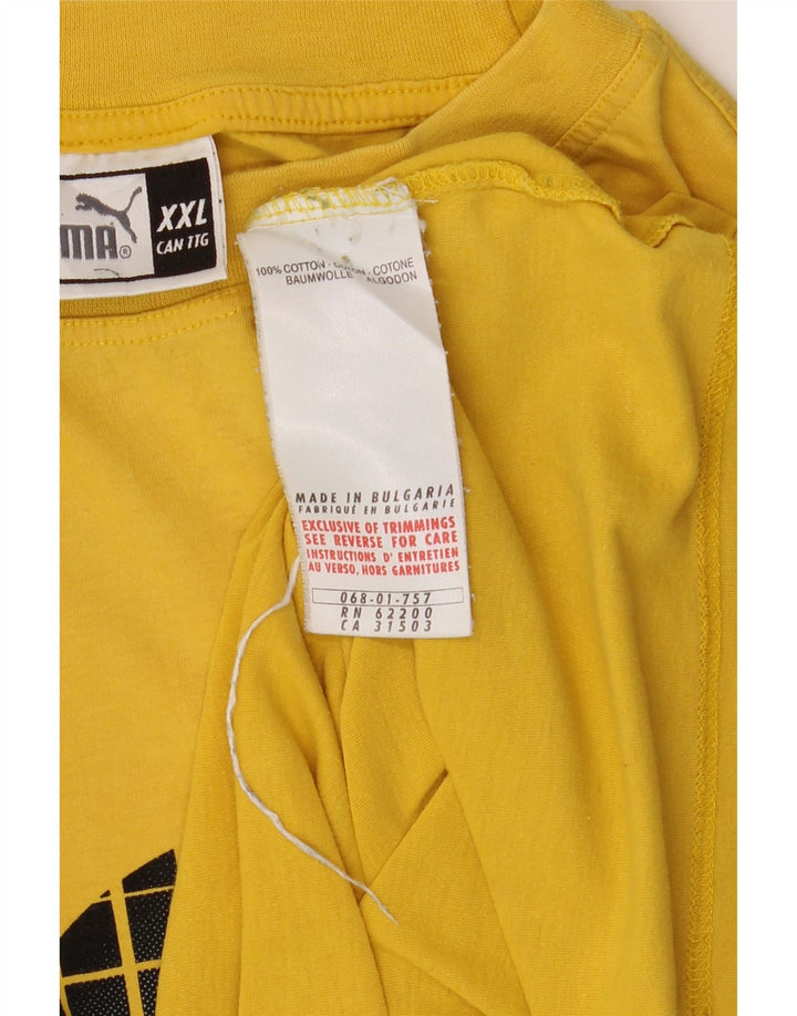 Puma Herren Grafik T-Shirt Top 2XL Gelb Baumwolle