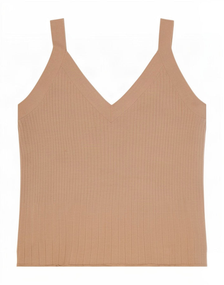 Massimo Dutti Damen Crop Cami Top UK 14 Large Beige