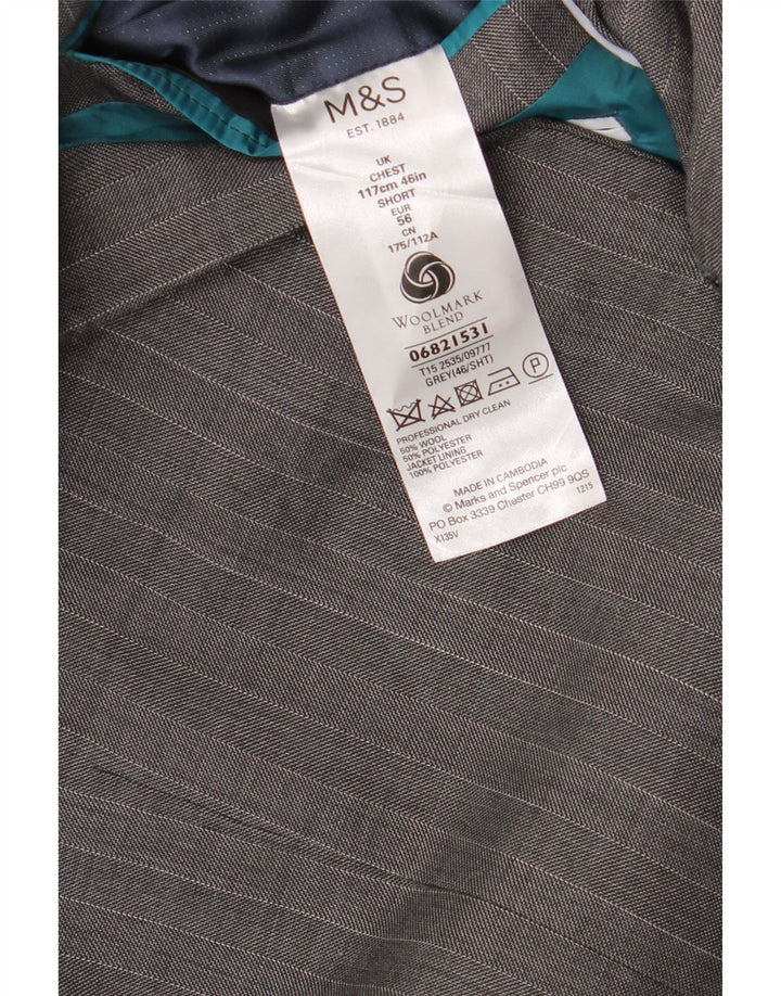 Marks & Spencer Herren-Blazer mit 2 Knöpfen, IT 56 3XL, graue Nadelstreifenwolle