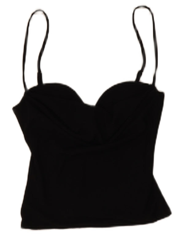 Zara Damen Crop Cami Top UK 6 XS Schwarz