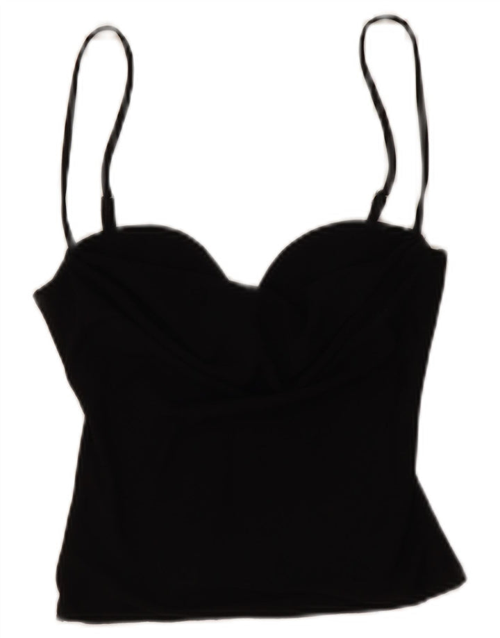 Zara Damen Crop Cami Top UK 6 XS Schwarz