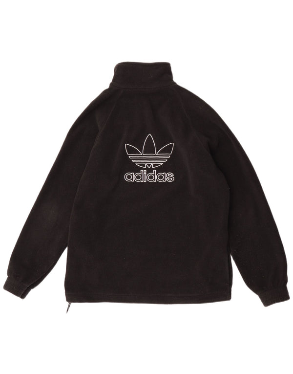 Adidas Mens Zip Neck Fleece Jumper Small Black Polyester