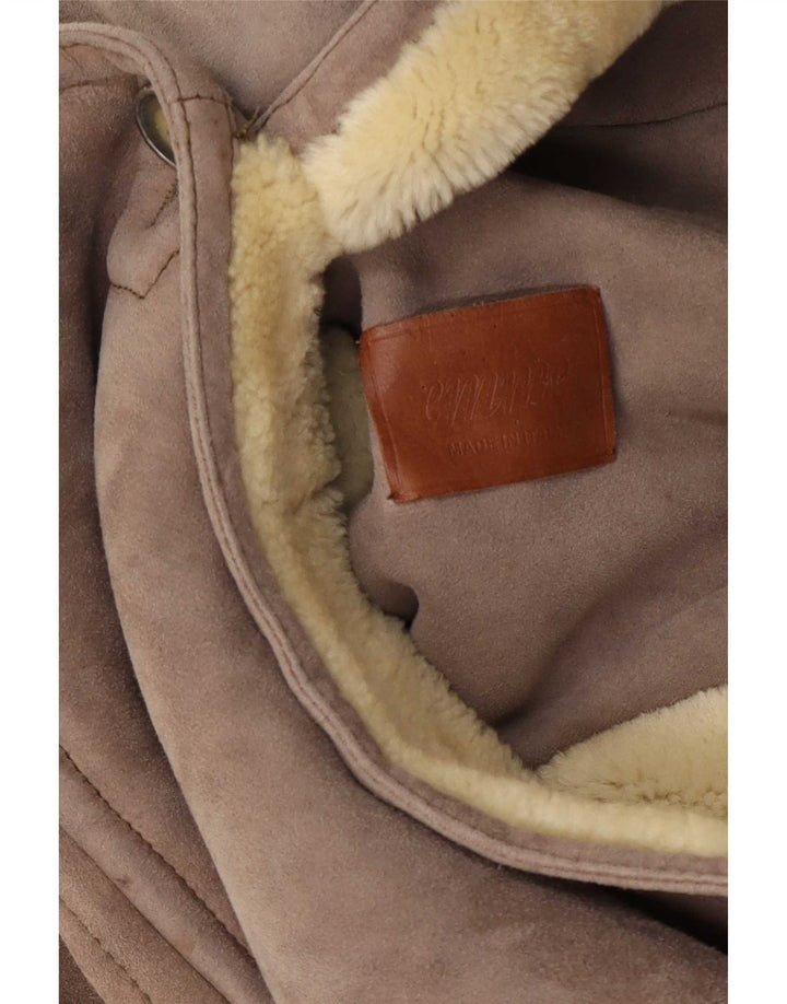 Emme Herren Shearling Overcoat UK 36 Small Grey Colourblock