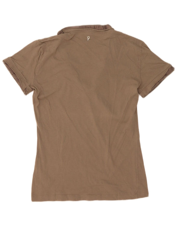 Dondup Damen T-Shirt Top UK 12 Medium Khaki Baumwolle