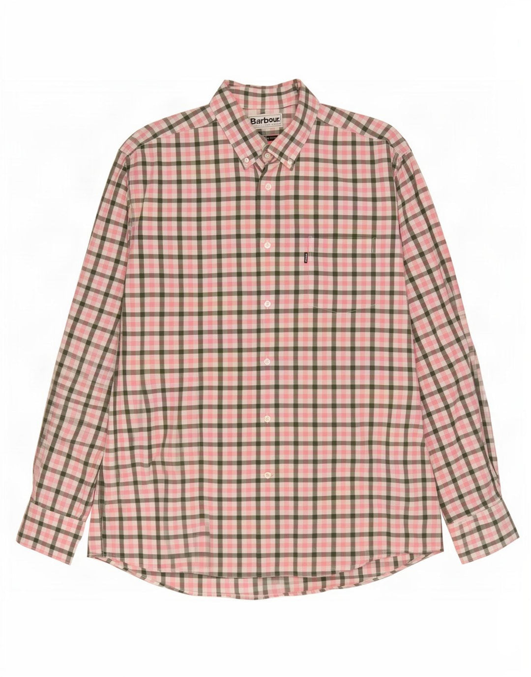 Barbour Herren-Hemd mit normaler Passform, großes rosa Gingham-Muster