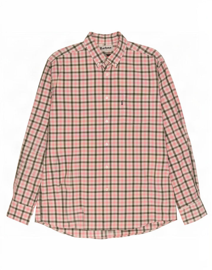 Barbour Herren-Hemd mit normaler Passform, großes rosa Gingham-Muster