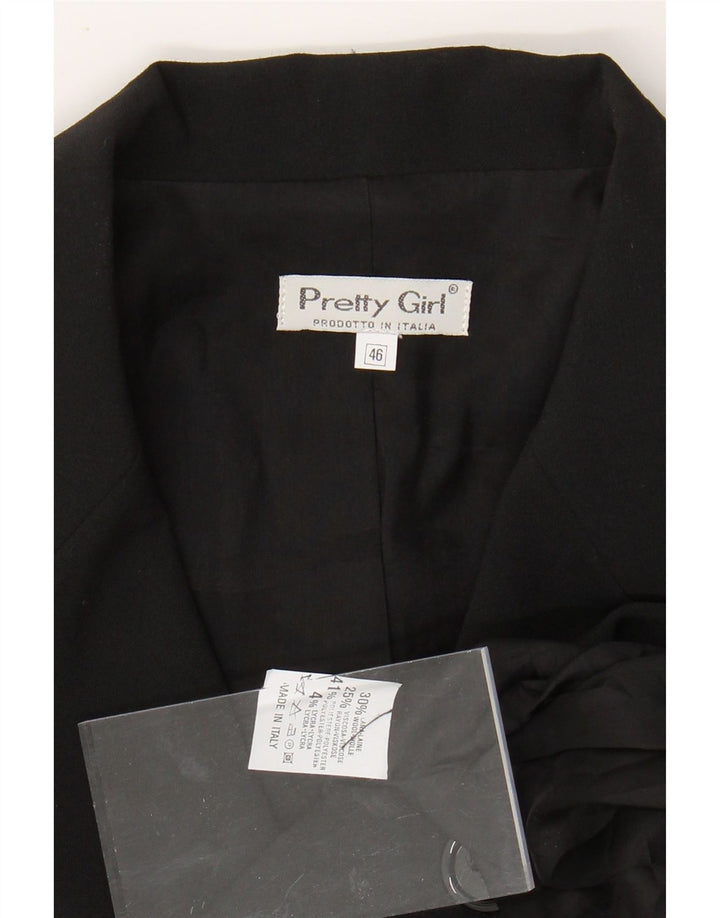 VINTAGE Damen Longline 3-Knopf-Blazerjacke IT 46 Großes schwarzes Polyester