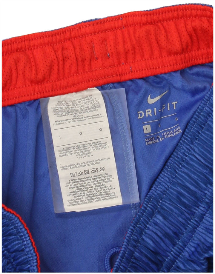 Nike Herren Dri Fit Sportshorts mit abstraktem Muster, groß, blau, Farbblock