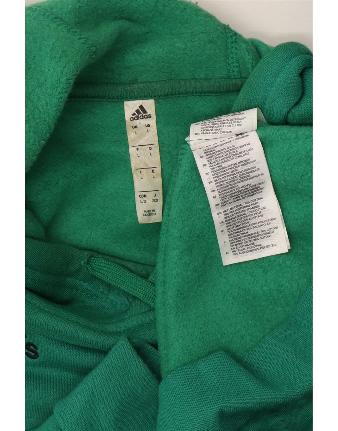 Adidas Herren Kapuzenpullover, groß, türkisfarbene Baumwolle