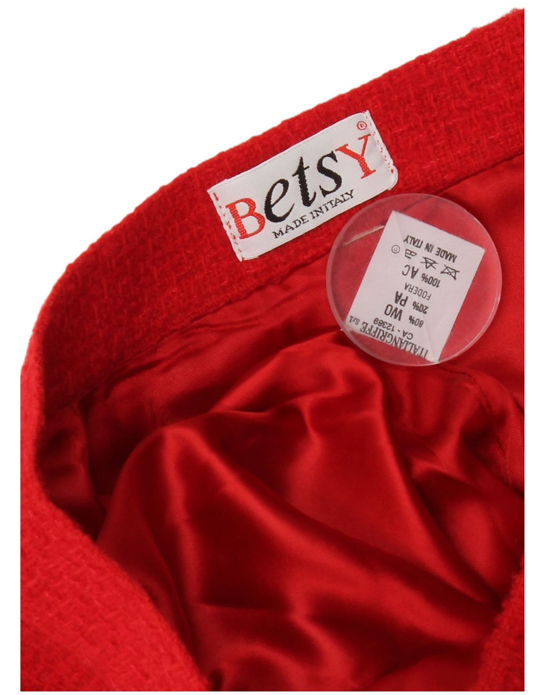 Vintage Damen 4-Knopf-2-teiliges Rock-Set UK 12 Medium W28 Rote Wolle