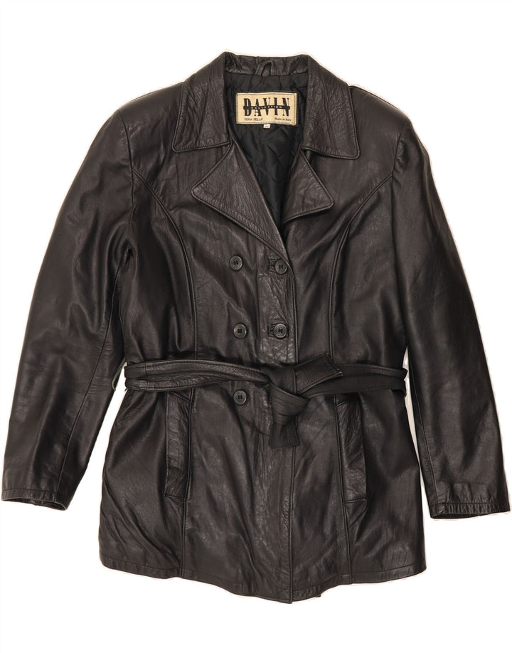 DAVIN Womens Leather Jacket IT 46 Large Black Leather Vintage Davin and Second-Hand Davin from Messina Hembry 