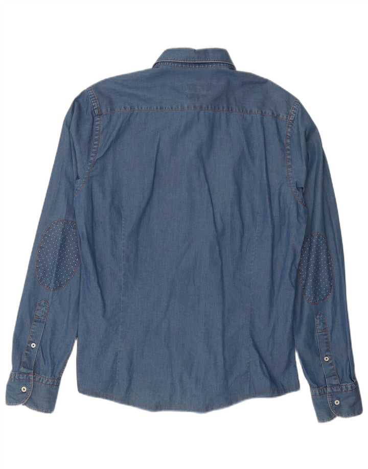 MASSIMO DUTTI Herren Jeanshemd Mittelblau