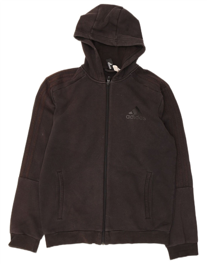ADIDAS Herren-Kapuzenpullover mit Reißverschluss, mittelschwarz, Baumwolle
