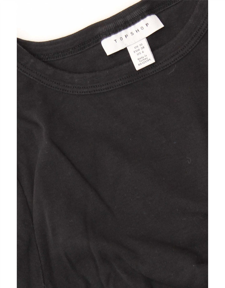 Topshop Damen Crop Top Langarm UK 10 Small Schwarz