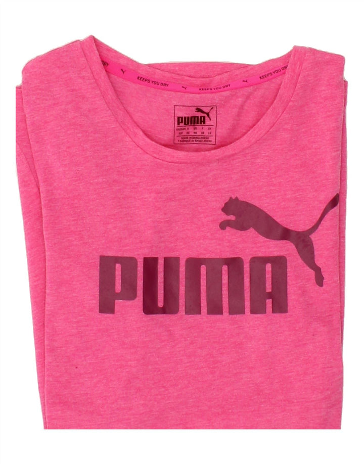 PUMA Womens Graphic T-Shirt Top UK 10 Small Pink Polyester Vintage Puma and Second-Hand Puma from Messina Hembry 