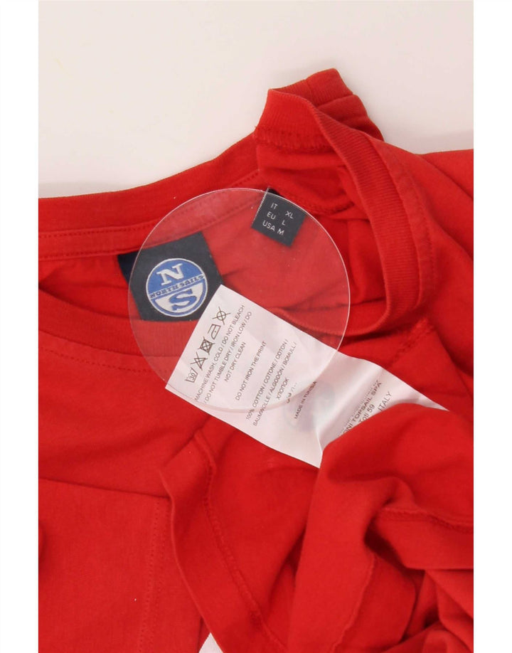 North Sails Herren Grafik-T-Shirt-Oberteil aus mittelroter Baumwolle