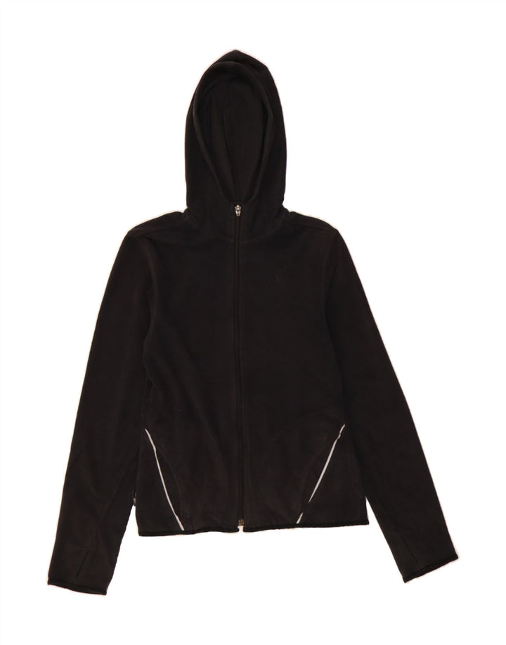 ADIDAS Womens Hooded Fleece Jacket UK 12 Medium Black Polyester Vintage Adidas and Second-Hand Adidas from Messina Hembry 