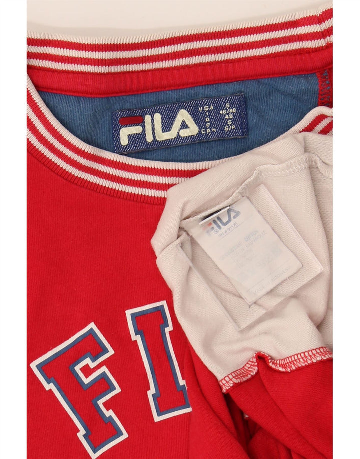 FILA Herren-T-Shirt mit Grafik, Größe S, Rot, Colourblock-Baumwolle