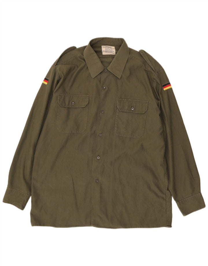 Vintage Herren-Militärhemd, groß, Khaki, Polyester