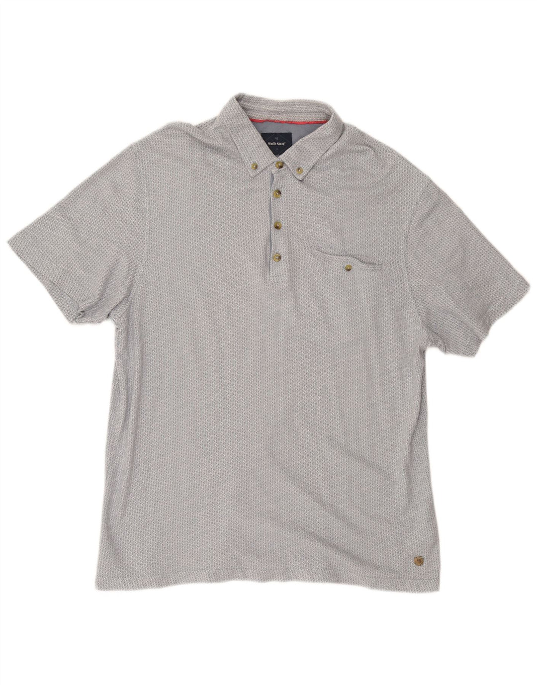 WHITE STUFF Herren-Poloshirt, große graue geometrische Baumwolle