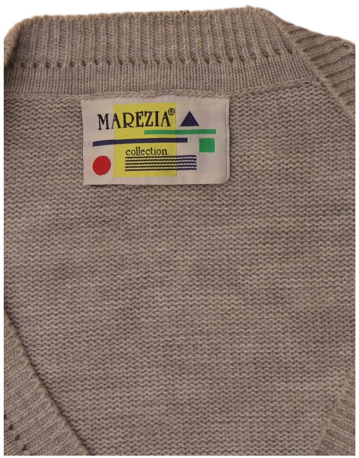 Vintage Damen Cardigan Pullover UK 18 XL Grau Patchwork