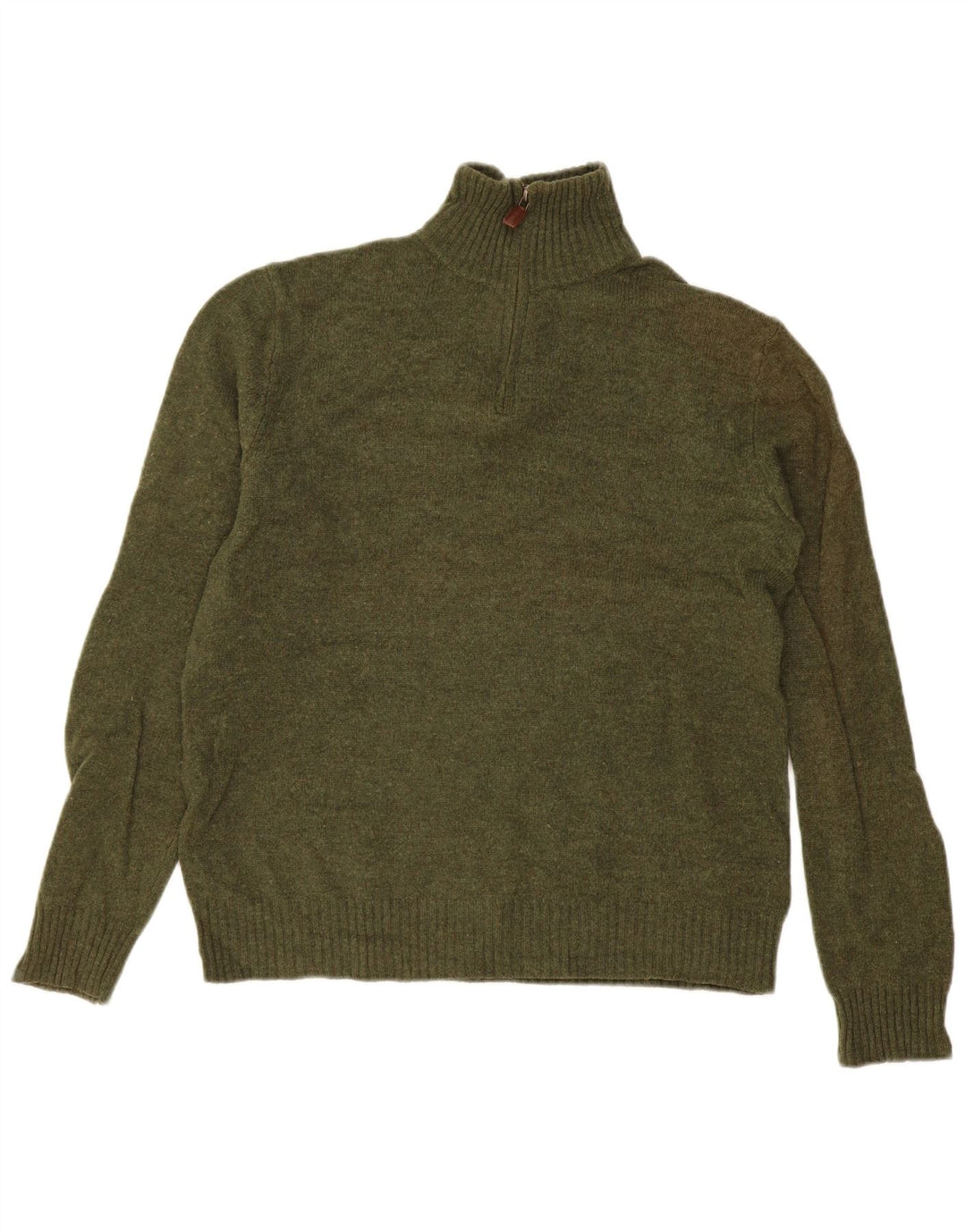 J. Crew Herren-Pullover mit Reißverschluss am Hals, mittelgrüne Wolle