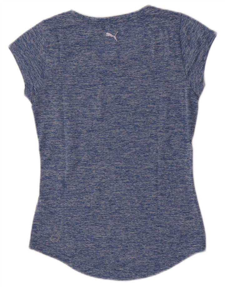 Puma Womens Graphic T-Shirt Top UK 8 Small Blau geflecktes Polyester