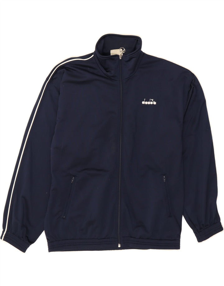 DIADORA Mens Tracksuit Top Jacket UK 36 Small Navy Blue Polyester Vintage Diadora and Second-Hand Diadora from Messina Hembry 