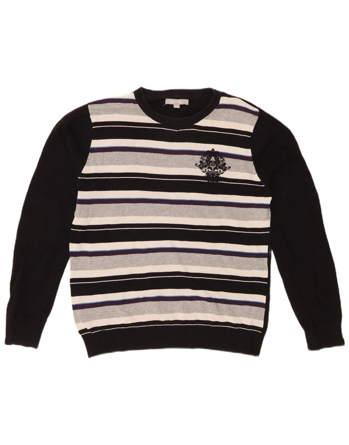 Jack & Jones Jungen-Pullover mit Rundhalsausschnitt, 15–16 Jahre, schwarz gestreift, Baumwolle