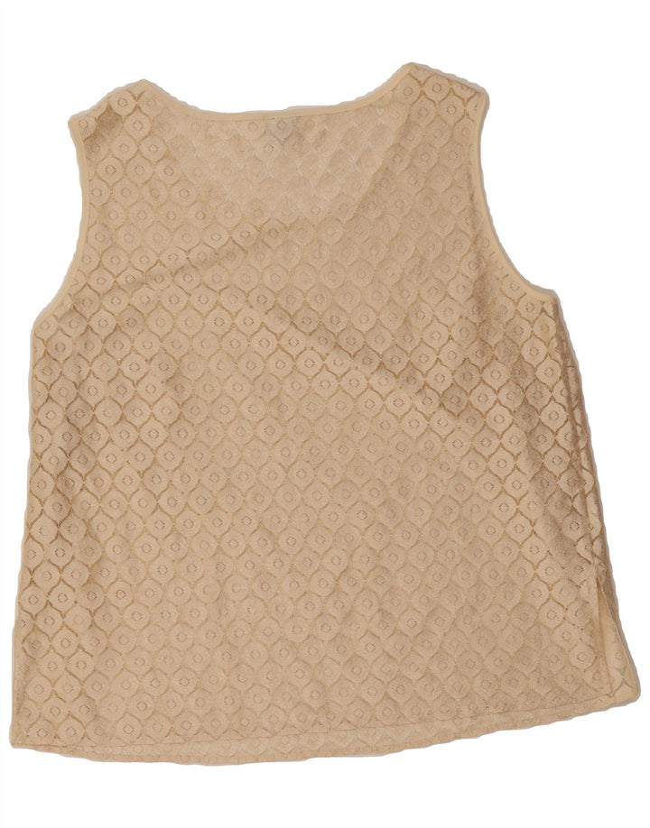 PRIMAVERA FIRENZE Womens Sleeveless Blouse Top IT 46 Large Beige Geometric Vintage Primavera Firenze and Second-Hand Primavera Firenze from Messina Hembry 