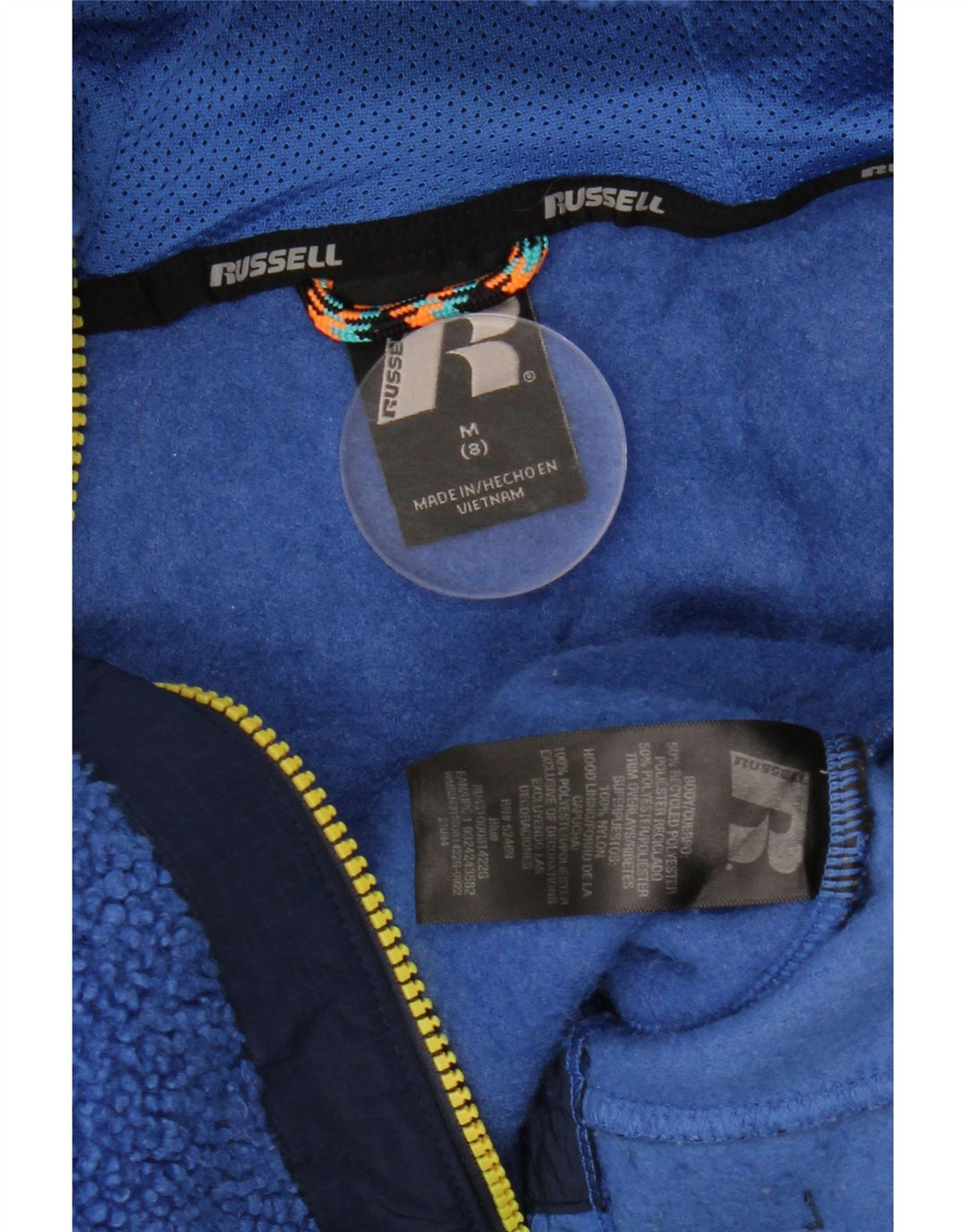 RUSSELL ATHLETIC Fleecejacke für Jungen, 7–8 Jahre, Mittelblau, Farbblock