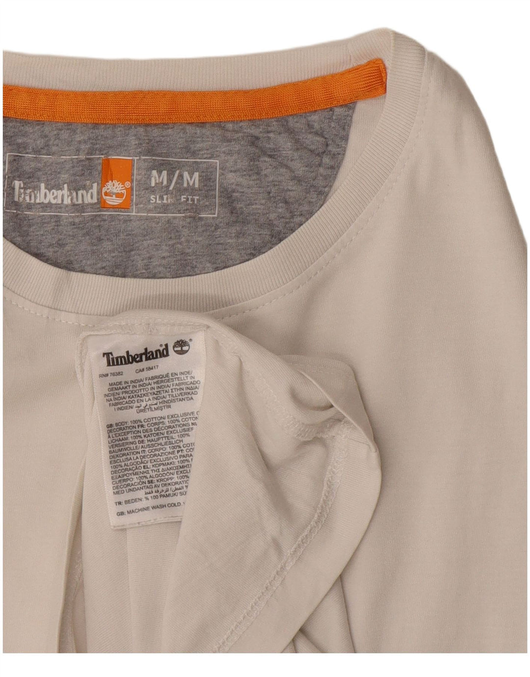 Timberland Slim Fit T-Shirt-Oberteil für Herren aus mittelweißer Baumwolle