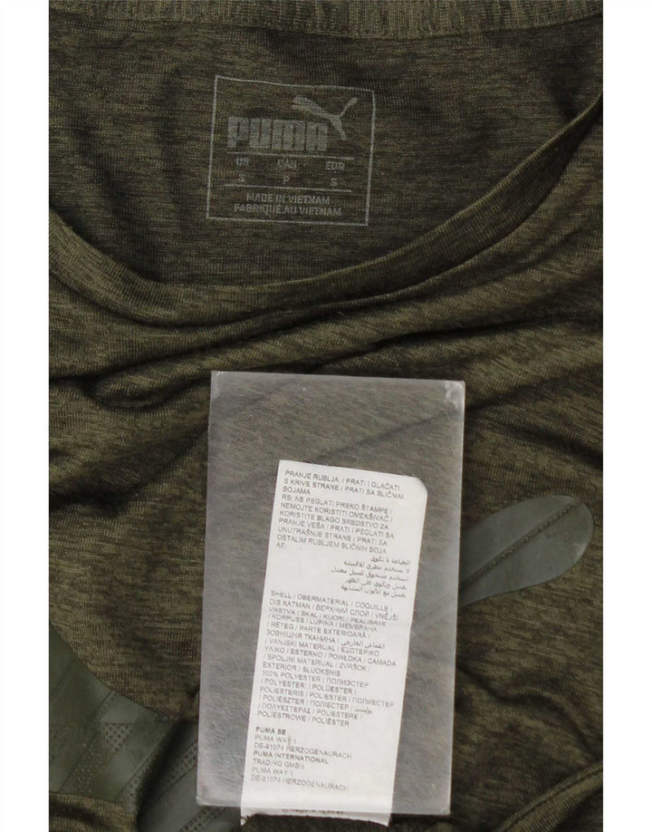 Puma Herren Grafik T-Shirt Top Small Khaki Polyester