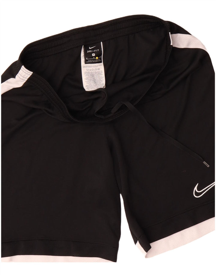 Nike Damen Dri Fit Sport Shorts UK 14 Mittelschwarzes Colourblock-Polyester