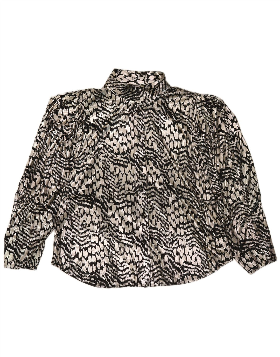 Yessica Damen Hemdbluse EU 44 XL Silberfarbenes Polyester mit Animal-Print