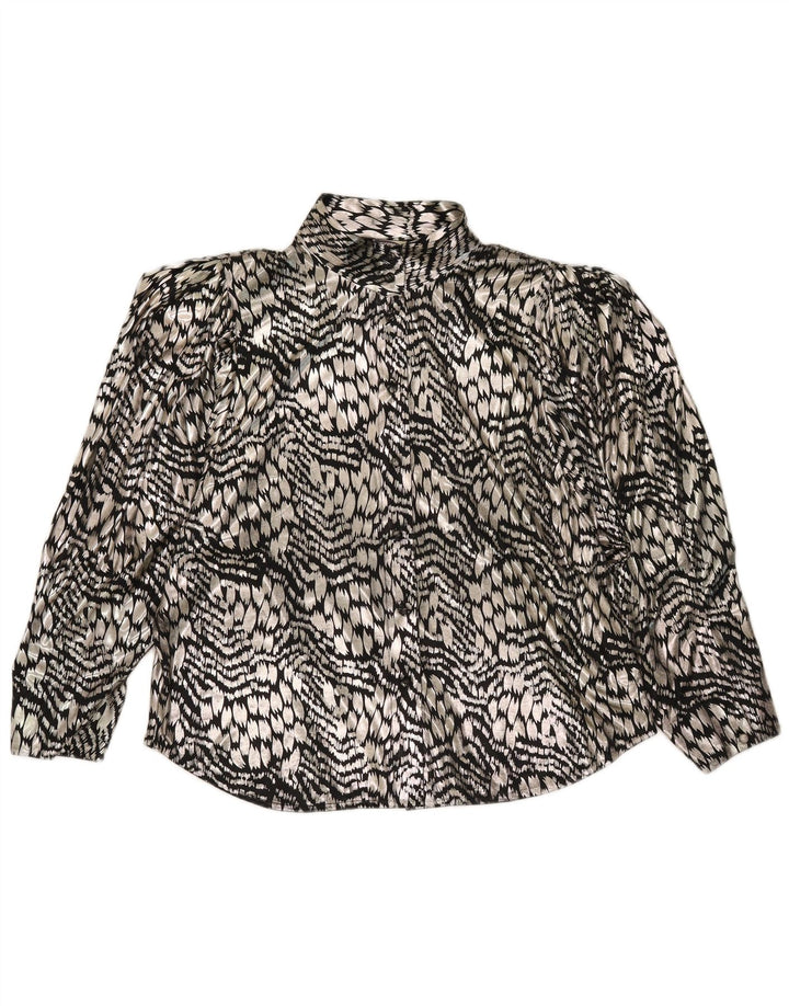 Yessica Damen Hemdbluse EU 44 XL Silberfarbenes Polyester mit Animal-Print