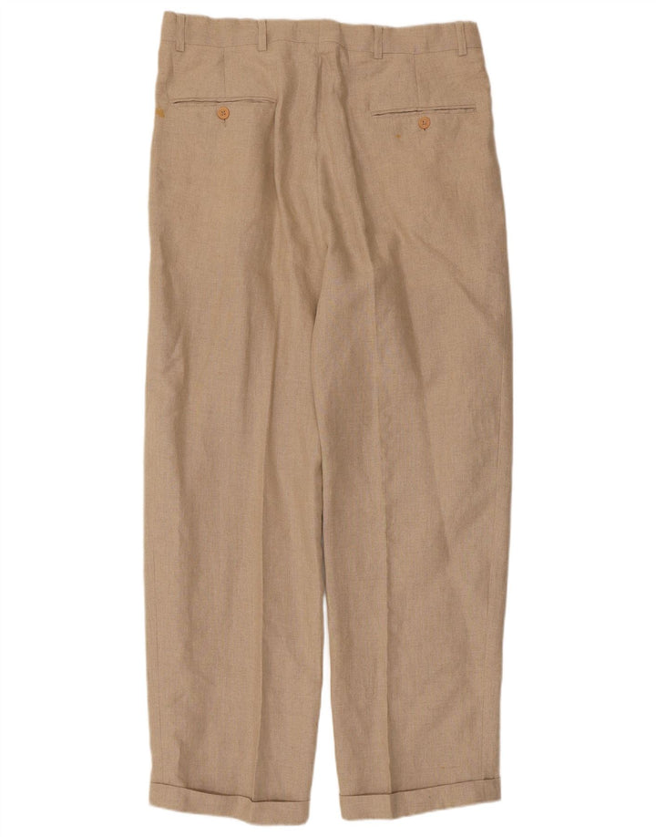 Wampum Mens Pegged Suit Hose IT 50 Large W34 L30 Beige Linen